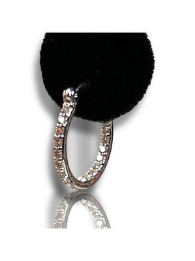 Crystal Haze Silver-Plated Inside Out Cubic Zirconia Hoop Earrings  NIP